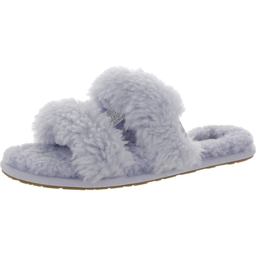 Ugg Womens Maxi Curly Scuffetta Blue Shearling Slide Slippers Shoes New
